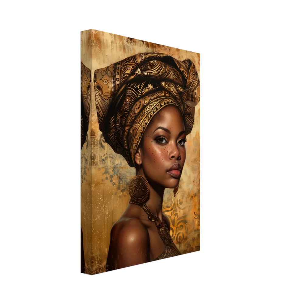 "Golden Heritage" – Regal Portrait Art Print | African Theme wall art print - Canvas - 20x30 cm / 8x12″ - 