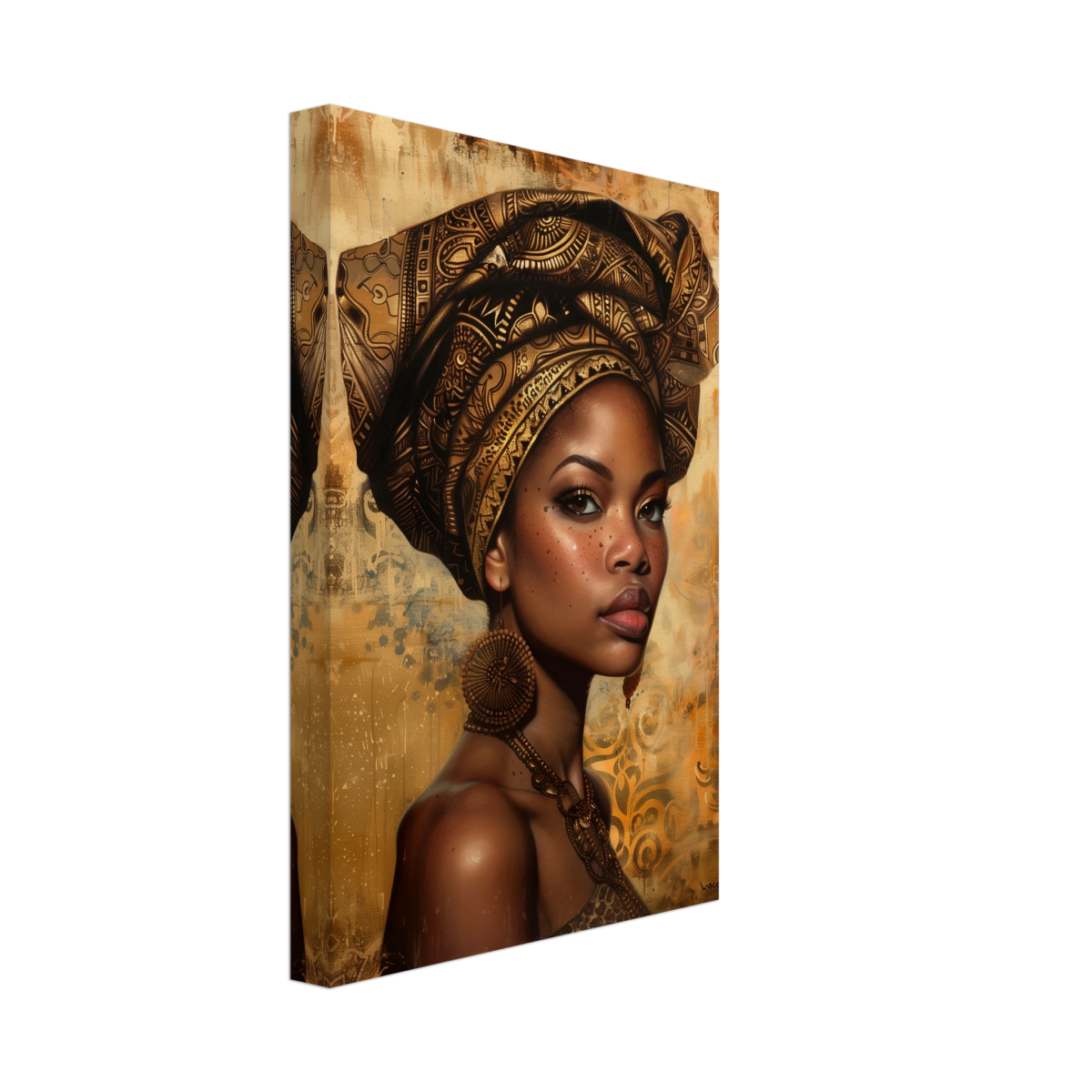 "Golden Heritage" – Regal Portrait Art Print | African Theme wall art print - Canvas - 20x30 cm / 8x12″ - 