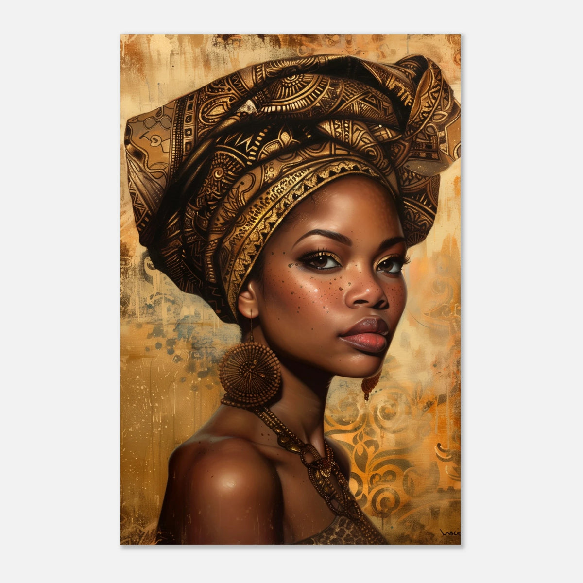 "Golden Heritage" – Regal Portrait Art Print | African Theme wall art print - Aluminum Print - 50x75 cm / 20x30″ - 