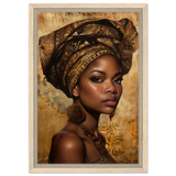 "Golden Heritage" – Regal Portrait Art Print | African Theme wall art print - Framed Canvas - 30x45 cm / 12x18″ - Wood frame