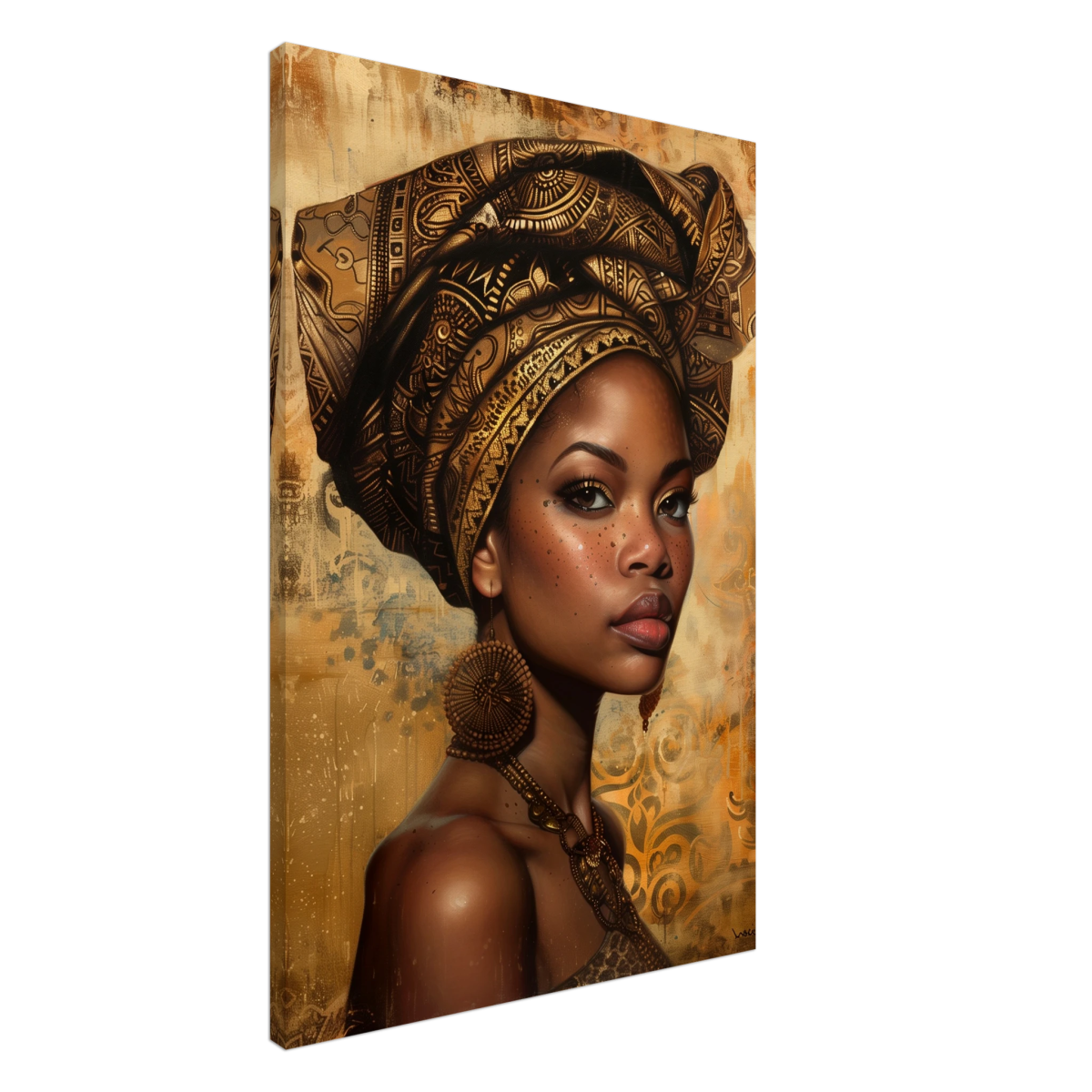 "Golden Heritage" – Regal Portrait Art Print | African Theme wall art print - Canvas - 60x90 cm / 24x36″ - 