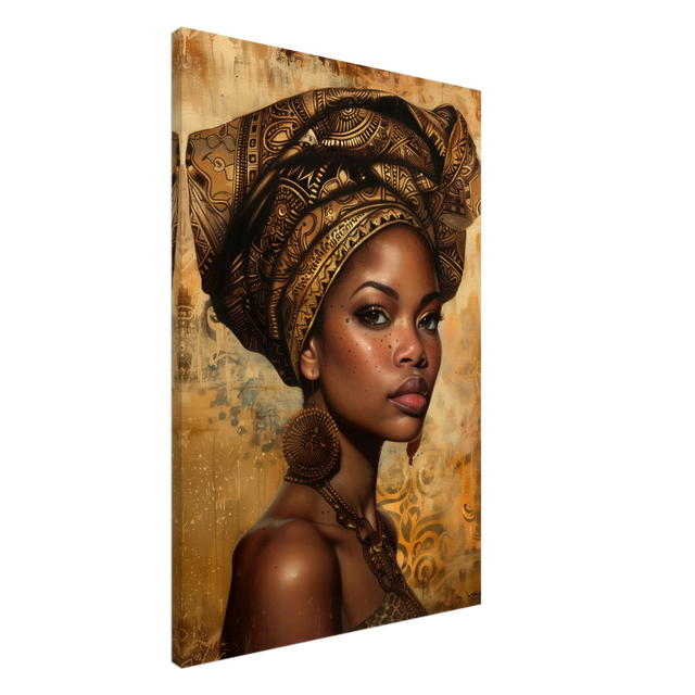 "Golden Heritage" – Regal Portrait Art Print | African Theme wall art print - Canvas - 60x90 cm / 24x36″ - 