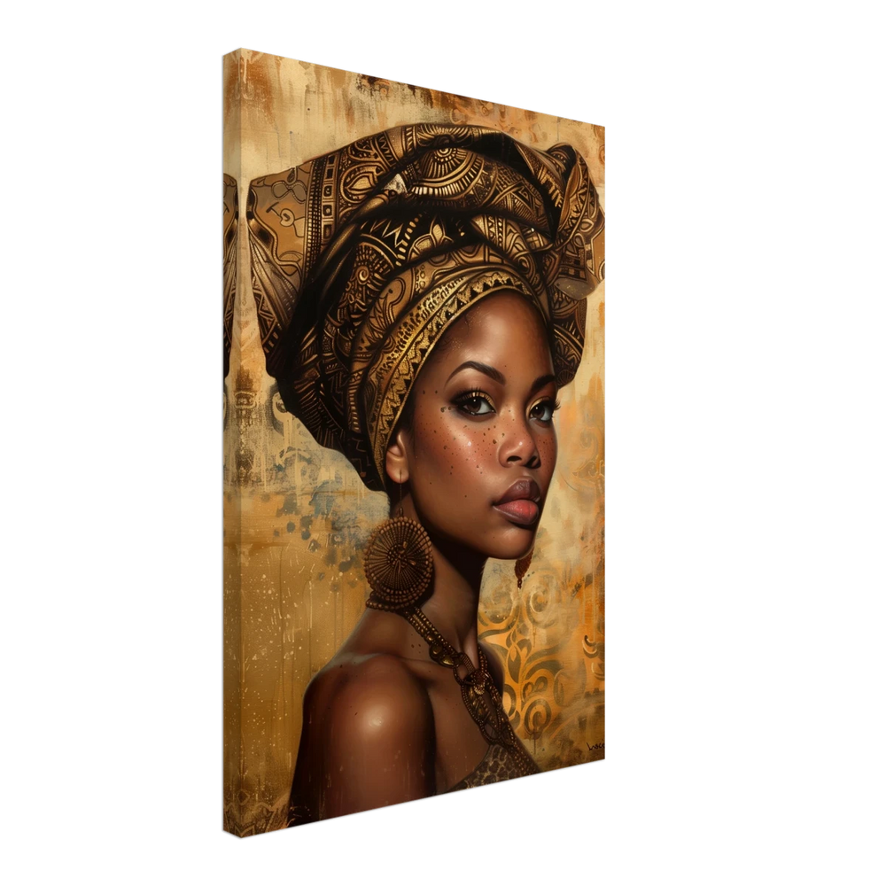 "Golden Heritage" – Regal Portrait Art Print | African Theme wall art print - Canvas - 40x60 cm / 16x24″ - 