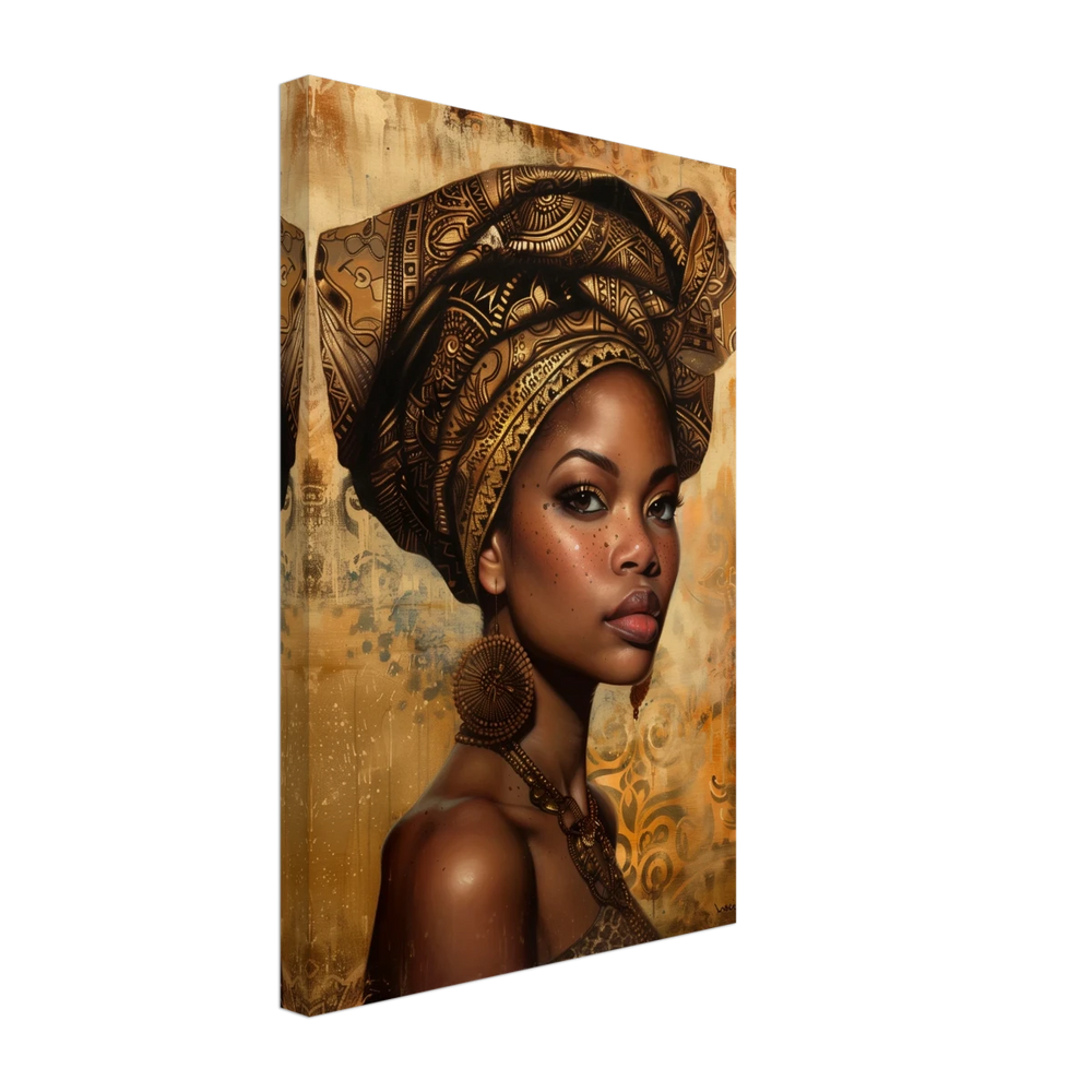 "Golden Heritage" – Regal Portrait Art Print | African Theme wall art print - Canvas - 30x45 cm / 12x18″ - 