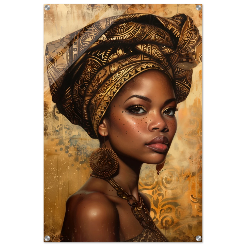 "Golden Heritage" – Regal Portrait Art Print | African Theme wall art print - Acrylic Print - 60x90 cm / 24x36″ - 