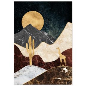 "Golden Horizon Safari" – Abstract Wilderness in Luxe Texture | Wall art Print - Fine Art Poster - 70x100 cm / 28x40″ - 