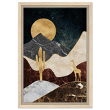 "Golden Horizon Safari" – Abstract Wilderness in Luxe Texture | Wall art Print - Framed Canvas - 30x45 cm / 12x18″ - Wood frame