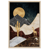 "Golden Horizon Safari" – Abstract Wilderness in Luxe Texture | Wall art Print - Framed Canvas - 60x90 cm / 24x36″ - Wood frame