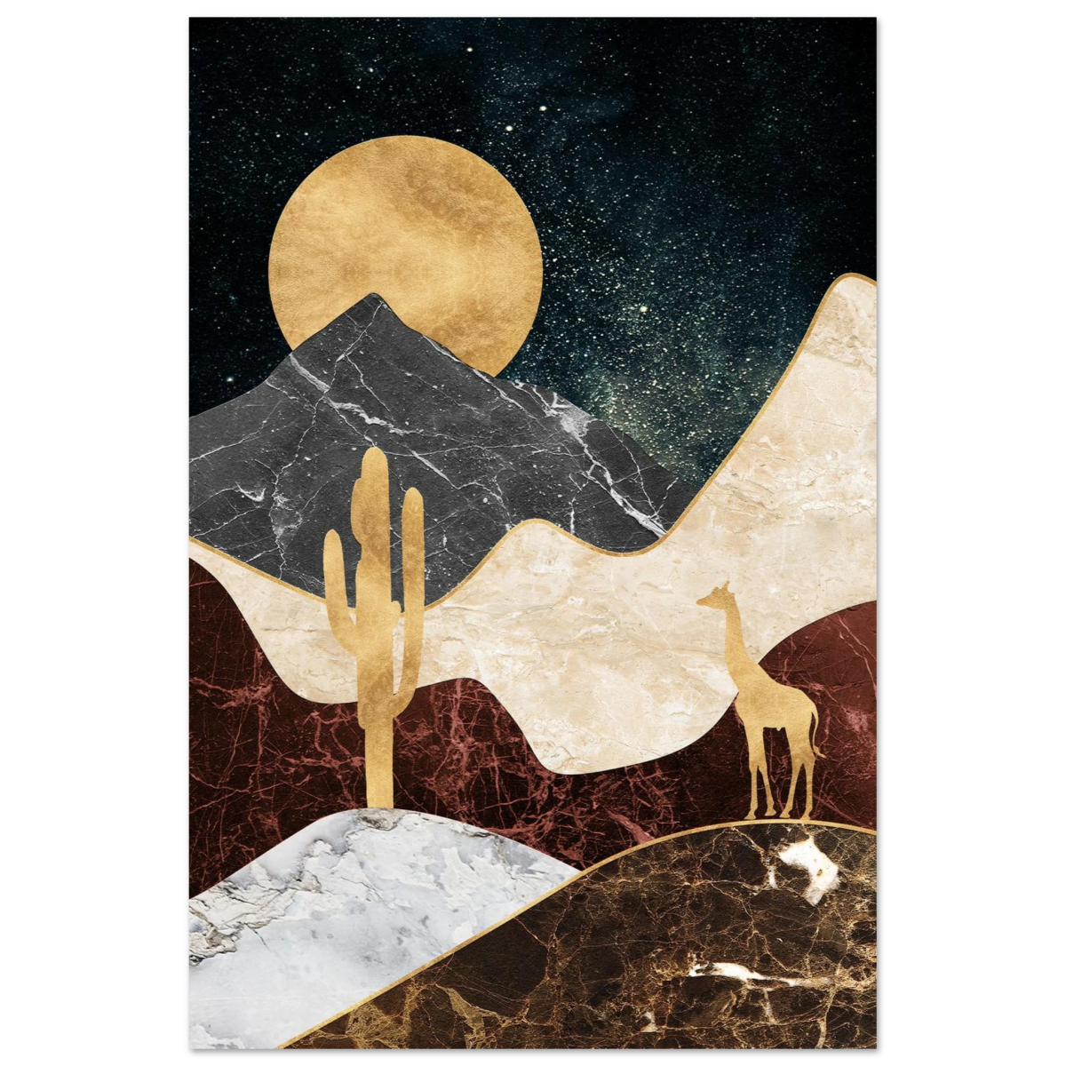 "Golden Horizon Safari" – Abstract Wilderness in Luxe Texture | Wall art Print - Fine Art Poster - 60x90 cm / 24x36″ - 