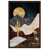 "Golden Horizon Safari" – Abstract Wilderness in Luxe Texture | Wall art Print - Framed Canvas - 60x90 cm / 24x36″ - Dark wood frame