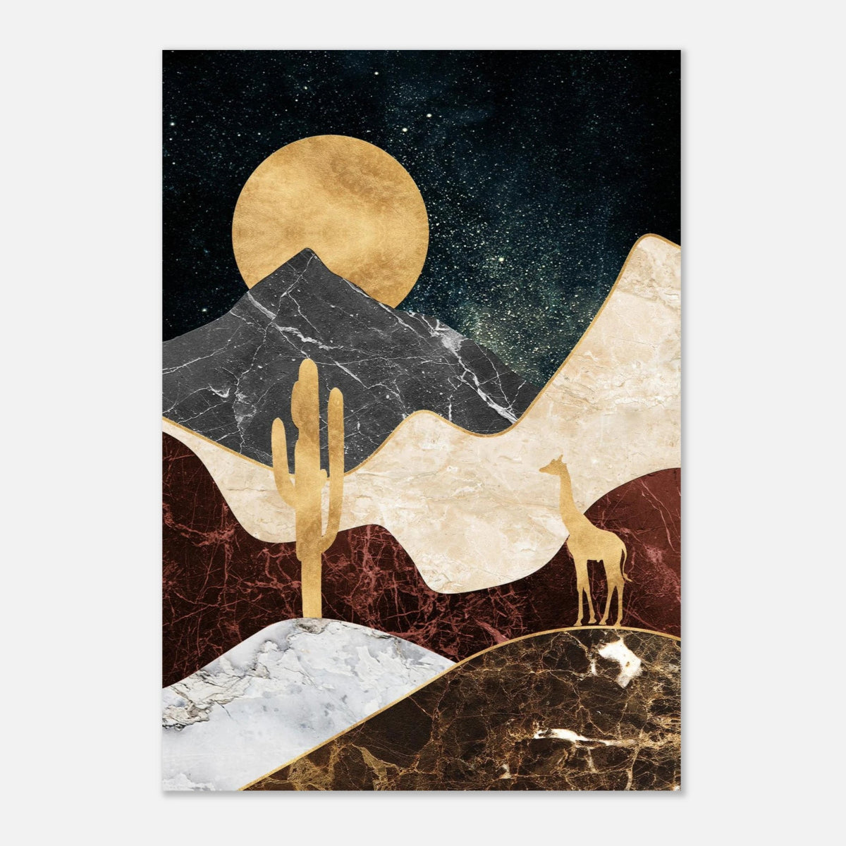 "Golden Horizon Safari" – Abstract Wilderness in Luxe Texture | Wall art Print - Aluminum Print - 70x100 cm / 28x40″ - 
