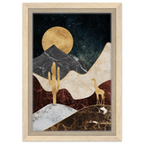 "Golden Horizon Safari" – Abstract Wilderness in Luxe Texture | Wall art Print - Framed Canvas - 20x30 cm / 8x12″ - Wood frame