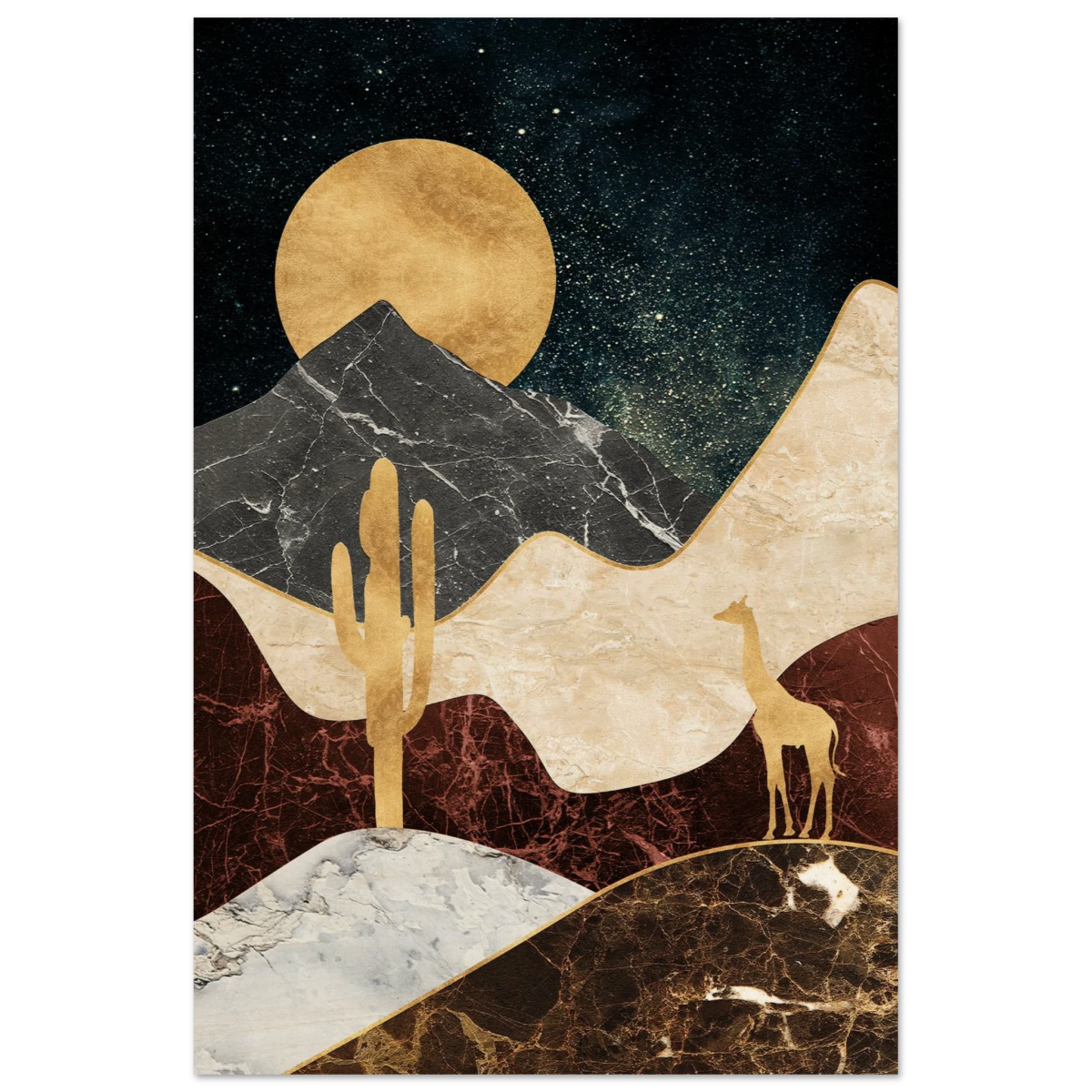"Golden Horizon Safari" – Abstract Wilderness in Luxe Texture | Wall art Print - Wood Prints - 60x90 cm / 24x36″ - 