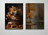 Golden Leaves and Stories | Rustic Harmony Duo | Set of 2 wall art print - Canvas - 30X45 CM / 12X18″ - 