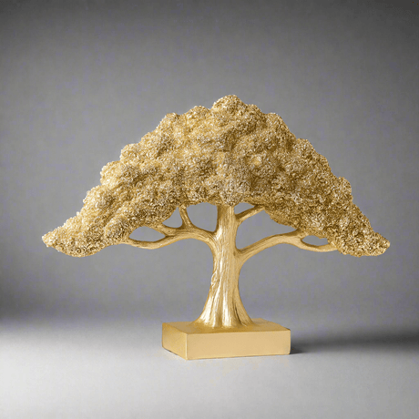 Golden Lucky Tree Sculpture – Elegant Resin Feng Shui Decor - Large - 