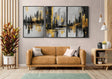 Golden Metropolis – Set of 3 Canvas & Framed Canvas - Framed Canvas - 30X45 CM / 12X18″ - Black frame