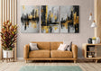 Golden Metropolis – Set of 3 Canvas & Framed Canvas - Canvas - 30X45 CM / 12X18″ - 