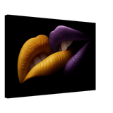Golden Passion & Violet Desire – Contemporary Lips Wall Art Print - Canvas - 40x60 cm / 16x24″ - 