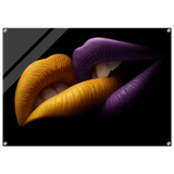 Golden Passion & Violet Desire – Contemporary Lips Wall Art Print - Acrylic Print - 70x100 cm / 28x40″ - 