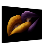 Golden Passion & Violet Desire – Contemporary Lips Wall Art Print - Canvas - 50x75 cm / 20x30″ - 