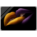 Golden Passion & Violet Desire – Contemporary Lips Wall Art Print - Acrylic Print - 60x90 cm / 24x36″ - 