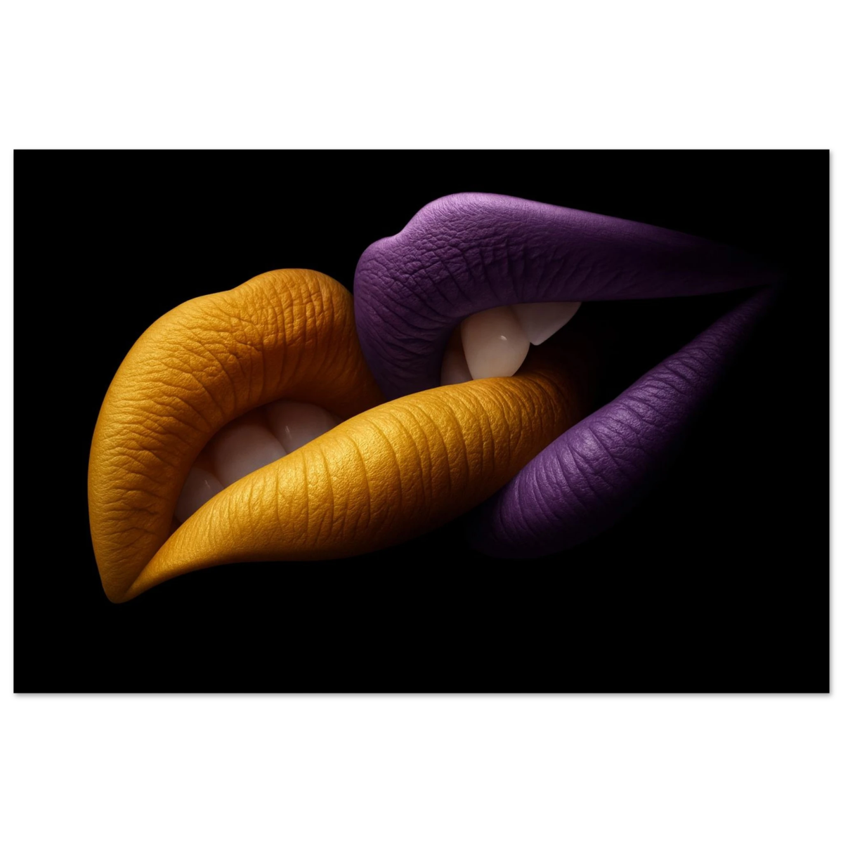 Golden Passion & Violet Desire – Contemporary Lips Wall Art Print - Fine Art Poster - 60x90 cm / 24x36″ - 