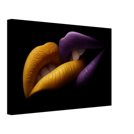 Golden Passion & Violet Desire – Contemporary Lips Wall Art Print - Canvas - 30x45 cm / 12x18″ - 