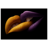 Golden Passion & Violet Desire – Contemporary Lips Wall Art Print - Wood Prints - 50x75 cm / 20x30″ - 