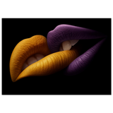 Golden Passion & Violet Desire – Contemporary Lips Wall Art Print - Wood Prints - 70x100 cm / 28x40″ - 