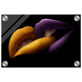Golden Passion & Violet Desire – Contemporary Lips Wall Art Print - Acrylic Print - 20x30 cm / 8x12″ - 