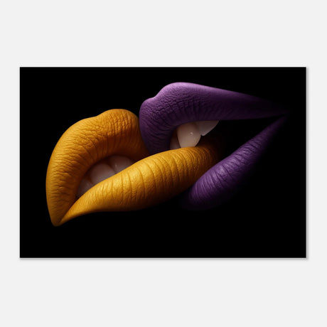 Golden Passion & Violet Desire – Contemporary Lips Wall Art Print - Aluminum Print - 30x45 cm / 12x18″ - 