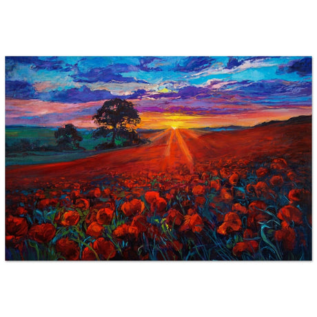 Golden Path to Dusk | Impressionistic art | Contemporary Landscape art print - Wood Prints - 30x45 cm / 12x18″ - 