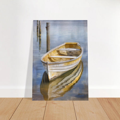 Golden Rowboat Reflections – Nautical Wall Art Print - Brushed Aluminum Print - 70x100 cm / 28x40″ - 