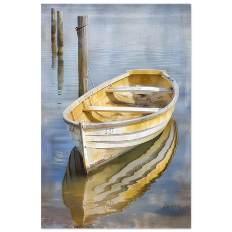 Golden Rowboat Reflections – Nautical Wall Art Print - Fine Art Poster - 60x90 cm / 24x36″ - 