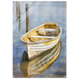 Golden Rowboat Reflections – Nautical Wall Art Print - Acrylic Print - 70x100 cm / 28x40″ - 