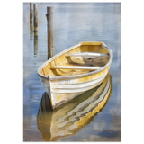 Golden Rowboat Reflections – Nautical Wall Art Print - Fine Art Poster - 70x100 cm / 28x40″ - 