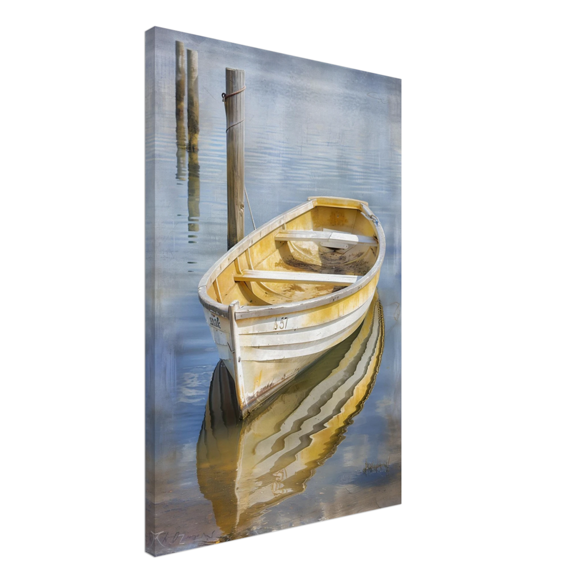 Golden Rowboat Reflections – Nautical Wall Art Print - Canvas - 50x75 cm / 20x30″ - 