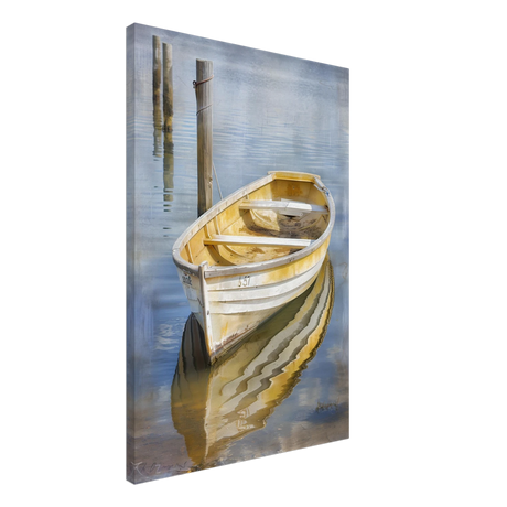 Golden Rowboat Reflections – Nautical Wall Art Print - Canvas - 50x75 cm / 20x30″ - 