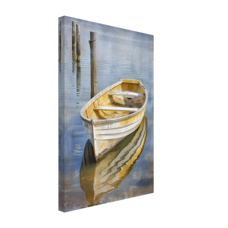 Golden Rowboat Reflections – Nautical Wall Art Print - Canvas - 30x45 cm / 12x18″ - 