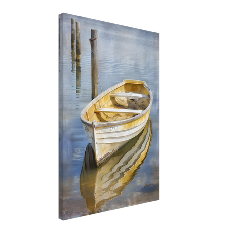 Golden Rowboat Reflections – Nautical Wall Art Print - Canvas - 40x60 cm / 16x24″ - 