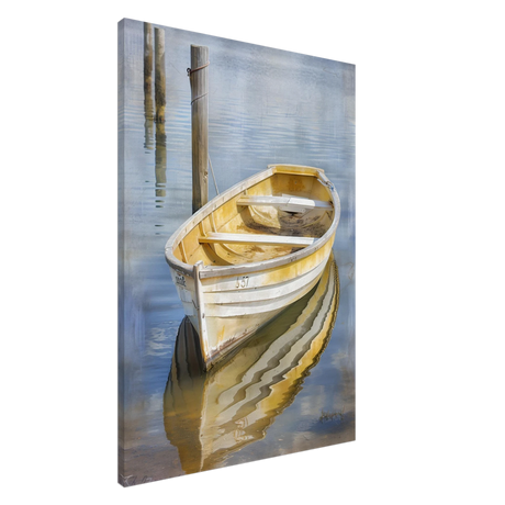 Golden Rowboat Reflections – Nautical Wall Art Print - Canvas - 70x100 cm / 28x40″ - 