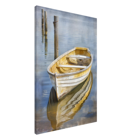 Golden Rowboat Reflections – Nautical Wall Art Print - Canvas - 60x90 cm / 24x36″ - 