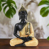Golden Serenity Buddha Statue – Handcrafted Resin Meditation Décor - Black & Gold - 