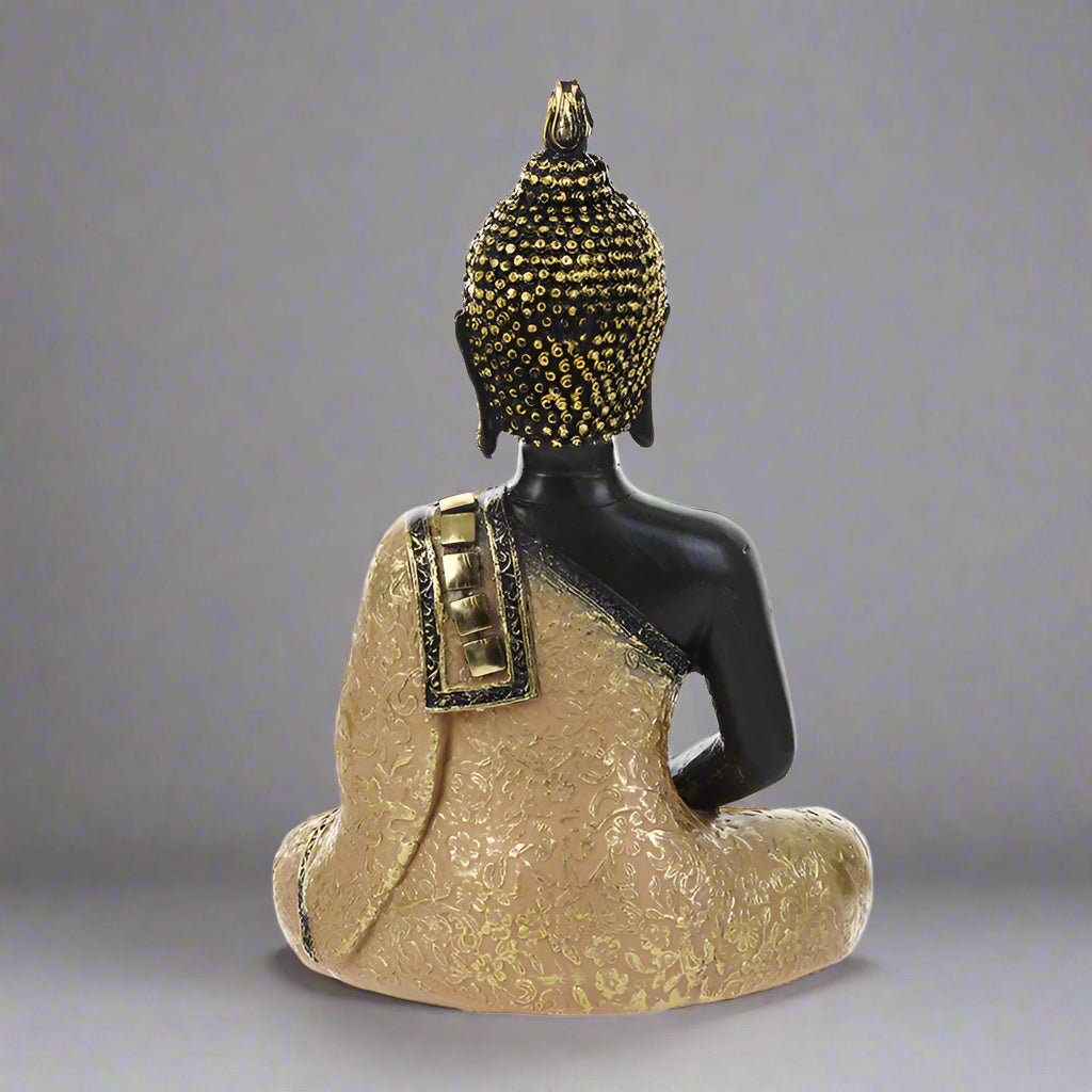 Golden Serenity Buddha Statue – Handcrafted Resin Meditation Décor - Black & Gold - 