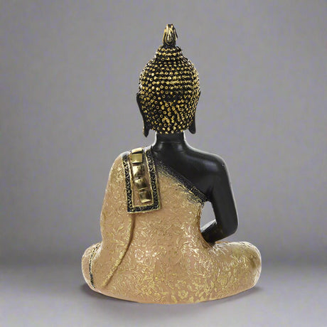 Golden Serenity Buddha Statue – Handcrafted Resin Meditation Décor - Black & Gold - 
