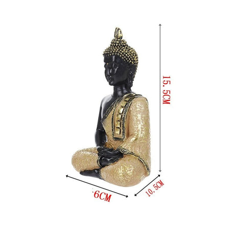 Golden Serenity Buddha Statue – Handcrafted Resin Meditation Décor - Black & Gold - 