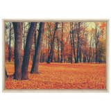 “Golden Silence in Autumn – A Tranquil Forest Escape” | Wall Art Print - Framed Canvas - 60x90 cm / 24x36″ - Wood frame