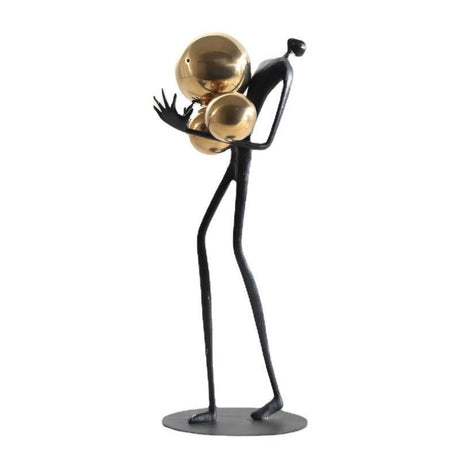 Golden Sphere Abstract Sculpture | Luxury Modern Alloy Art - Golden Sphere Abstract Sculpture - 