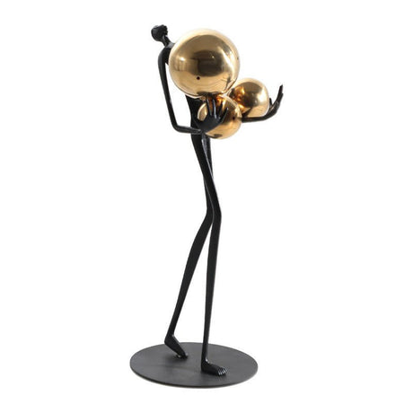 Golden Sphere Abstract Sculpture | Luxury Modern Alloy Art - Golden Sphere Abstract Sculpture - 