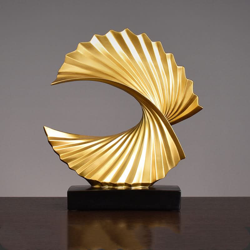 Golden Spiral Abstract Resin Sculpture | Modern Creative Home Decoration - Gold - 